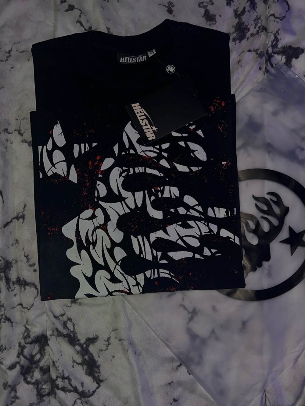Hellstar Black Graphic T-Shirt with White Print